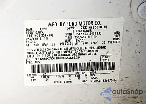 2021 Ford Explorer Xlt from USA, damaged, VIN 1FMSK7DH9MGA23829